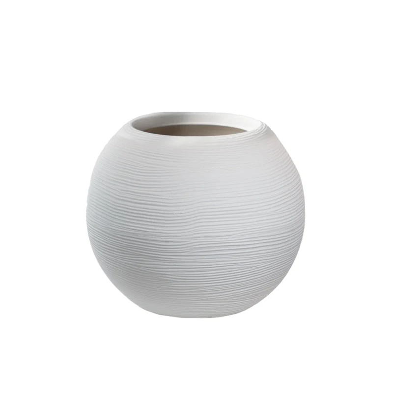 Vaso da Esterno Interno Design a Sfera Ø40x33 cm Botticelli in Resina Bianco