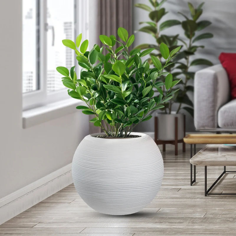 Vaso da Esterno Interno Design a Sfera Ø40x33 cm Botticelli in Resina Bianco