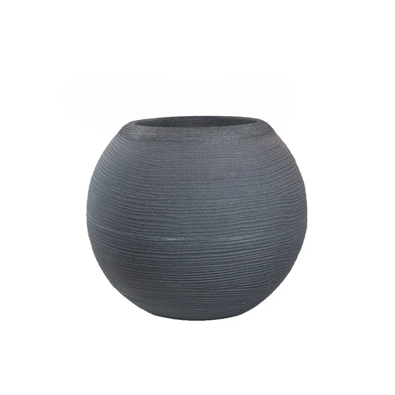 Vaso da Esterno Interno Design a Sfera Ø40x33 cm Botticelli in Resina Grigio
