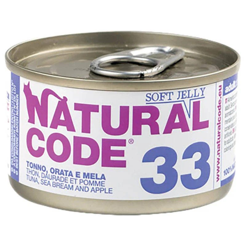 Lattine Natural Code NC33 Tonno Orata e Mela Alimento Umido per Gatti Adulti 85g