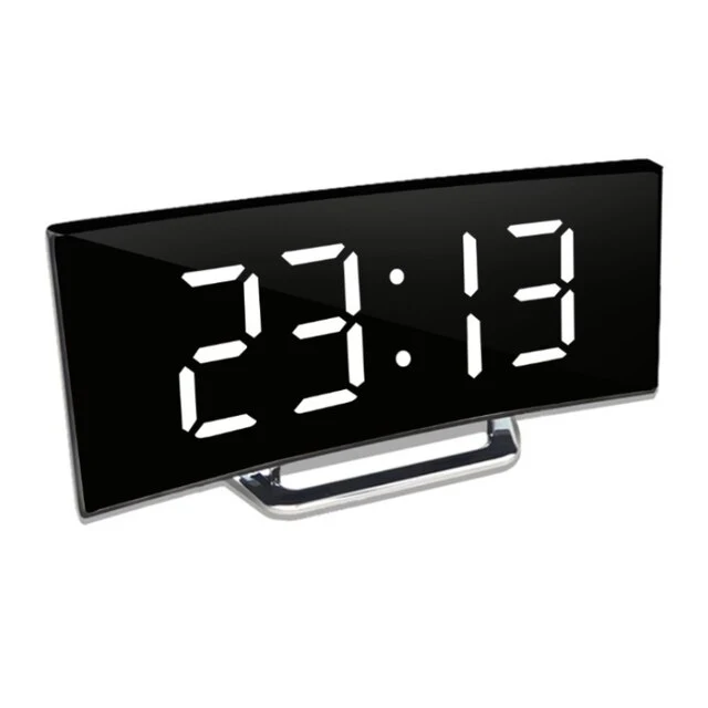 Réveil numérique LED - Écran incurvé moderne