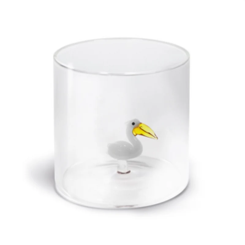 BICCHIERE DA ACQUA 250 ML PELLICANO BIANCO IN VETRO BOROSILICATO