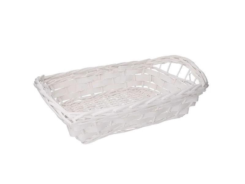Cesta in vimini Lelly, colore bianco, rettangolare 55x40xh.12/17 cm