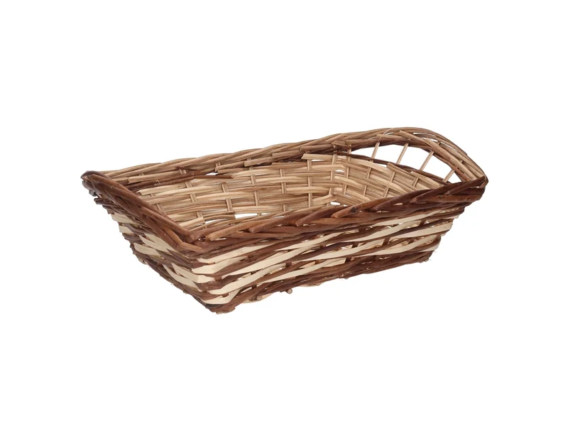 Cesta in vimini Mizma, intreccio noce, rettangolare 55x40xh.12/17 cm
