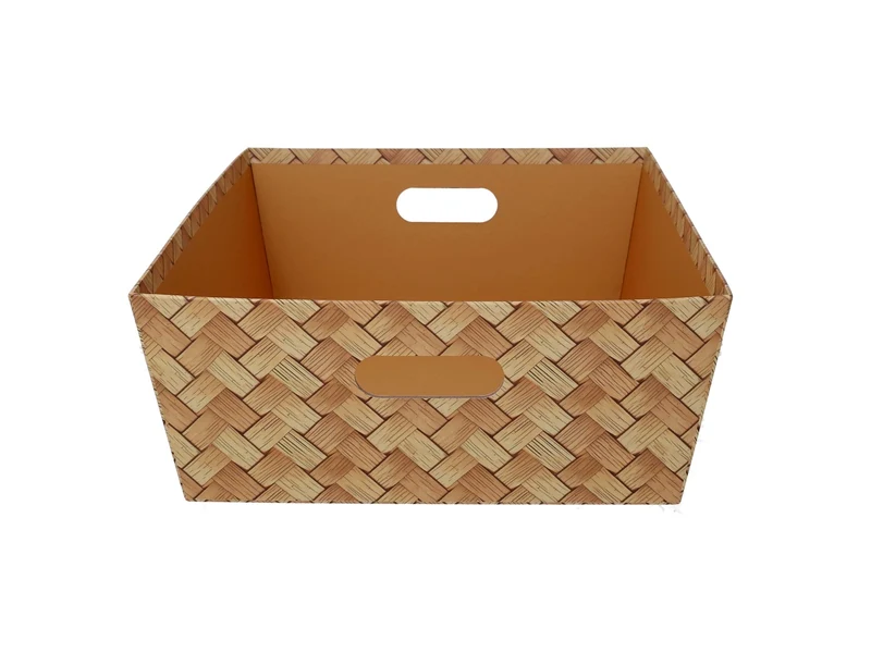 Cesta cartone rettangolare 40x30xh.12cm intreccio sfogliato naturale