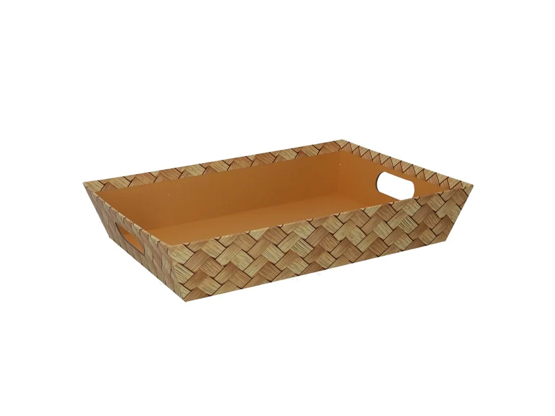 Cesta cartone rettangolare 35x26xh.7cm intreccio sfogliato naturale