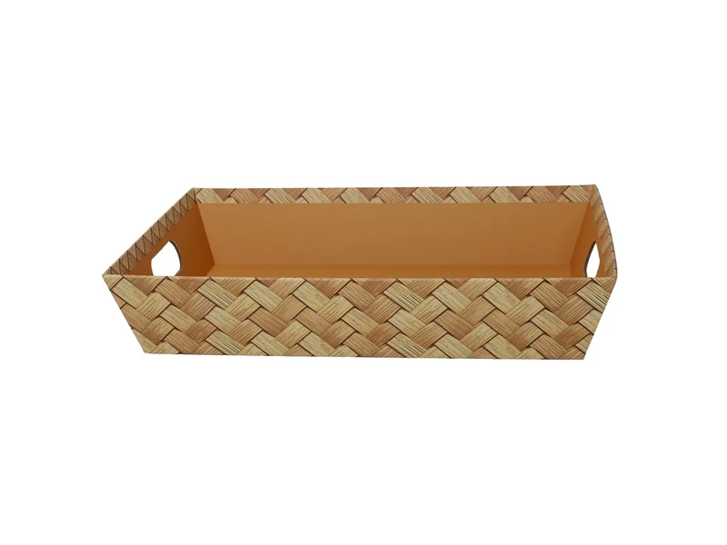 Cesta cartone rettangolare 35x26xh.7cm intreccio sfogliato naturale