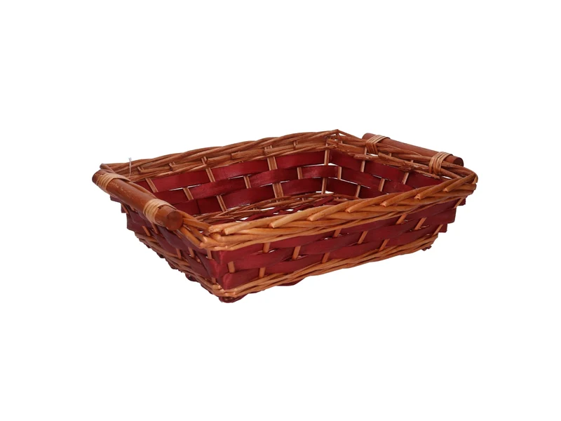 Cesta in vimini Koda, intreccio rosso e miele, rettangolare 50x40xh.13 cm