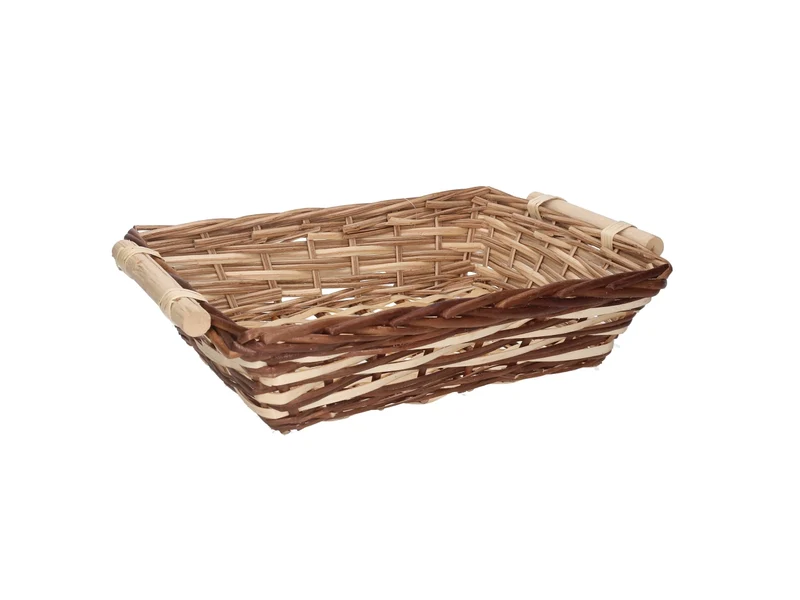Cesta in vimini Mizma, intreccio noce naturale, rettangolare 50x40xh.13 cm
