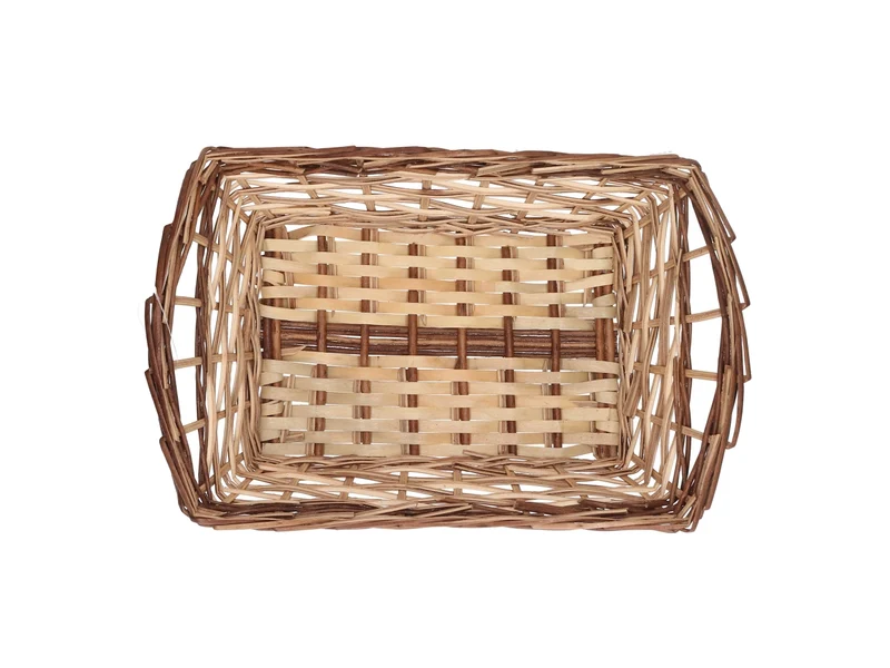 Cesta in vimini Mizma, intreccio noce naturale, rettangolare 50x35xh.12/17 cm
