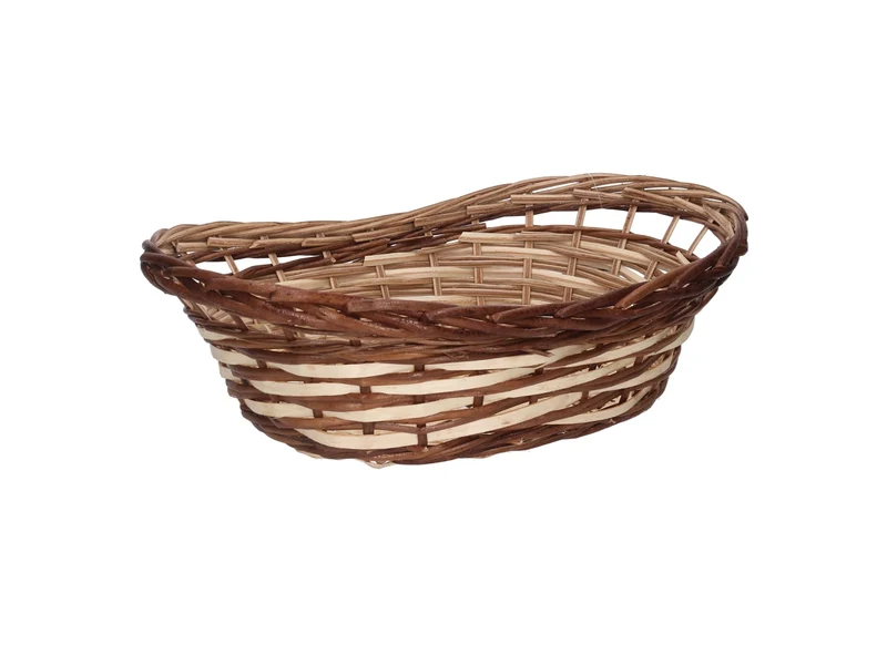 Cesta in vimini Mizma, intreccio noce naturale, ovale 50x34xh.12/16 cm