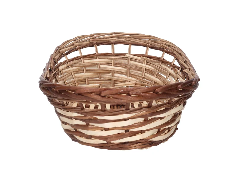 Cesta in vimini Mizma, intreccio noce naturale, ovale 50x34xh.12/16 cm