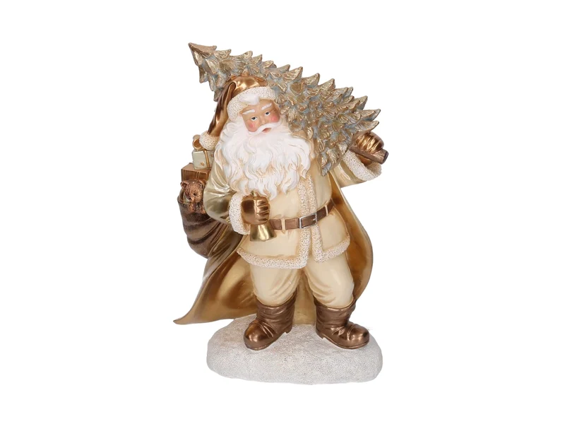 Babbo Natale in resina con albero bianco e oro 25x12xh.38,5cm