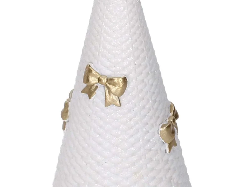 Albero in resina bianco con fiocchi oro 9,6xh.25,2cm
