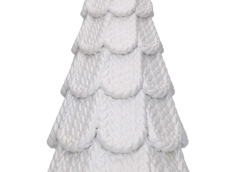 Albero in resina effetto rattan bianco con fiocco oro 11,3xh.25,5cm