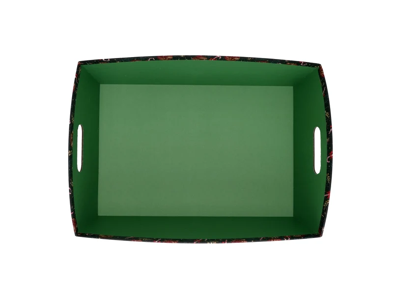 Cesta cartone rettangolare 38/40x27xh.15cm caramelle rosso e verde