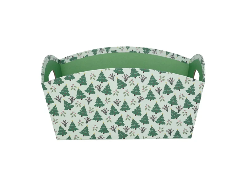 Cesta cartone rettangolare 30/31,5x22xh.15cm alberi verde
