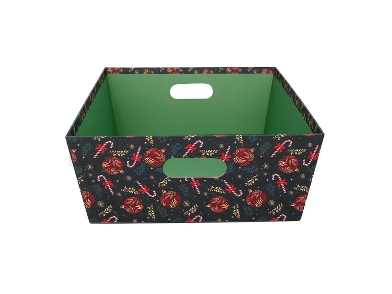 Cesta cartone rettangolare 40x30xh.12cm caramelle rosso e verde