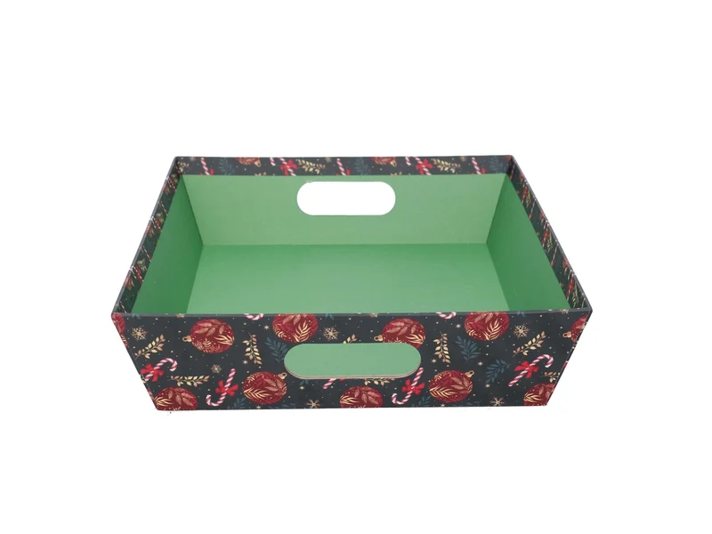 Cesta cartone rettangolare 35x26xh.7cm caramelle rosso e verde