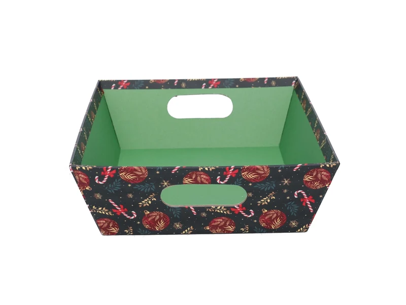 Cesta cartone rettangolare 29x23xh.8cm caramelle rosso e verde