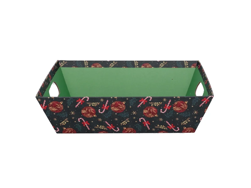 Cesta cartone rettangolare 29x23xh.8cm caramelle rosso e verde