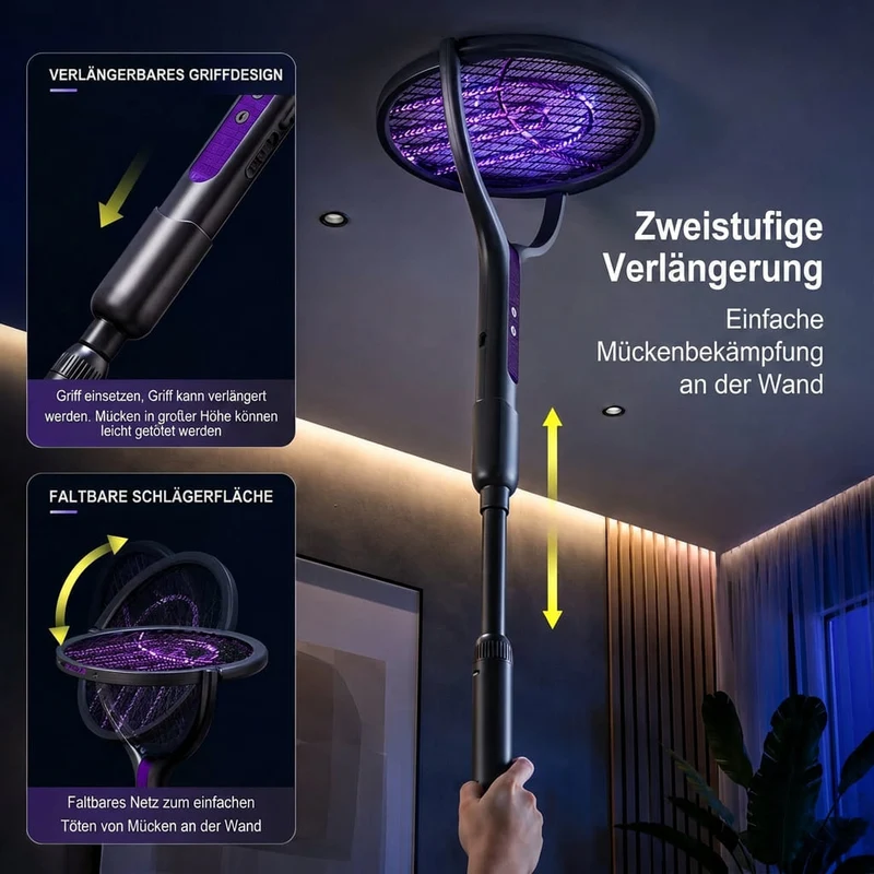 Elektrische Fliegenklatsche mit Teleskopstiel | Voltlanze