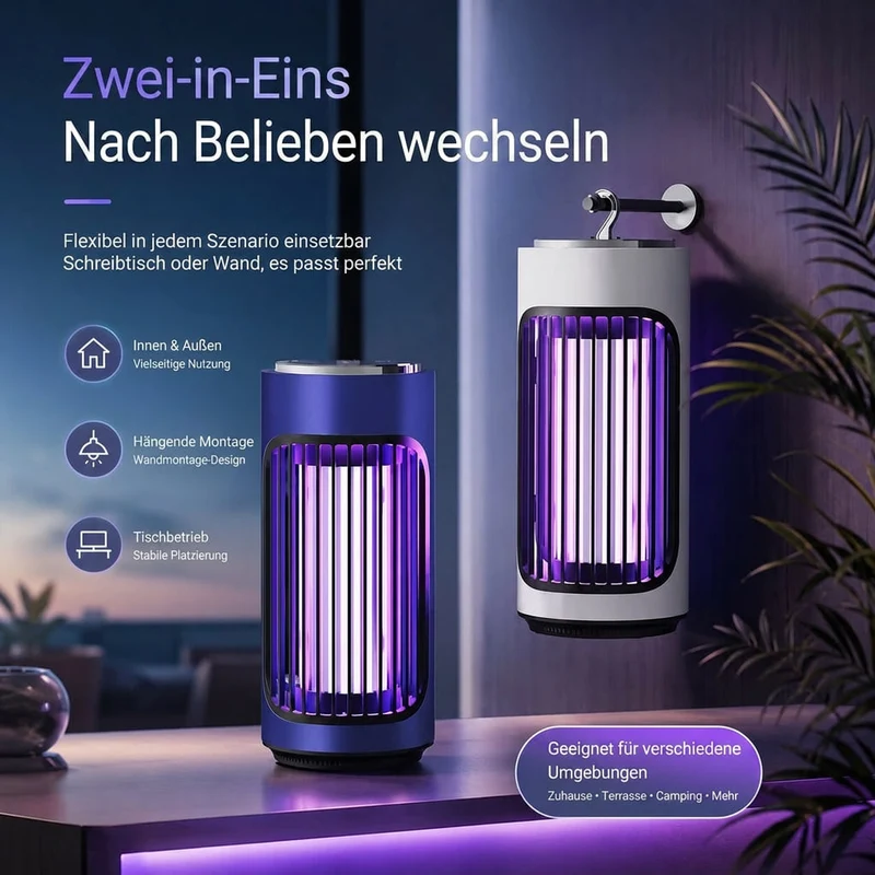 Tragbare UV Insektenlampe mit Akku | Nachtfalk