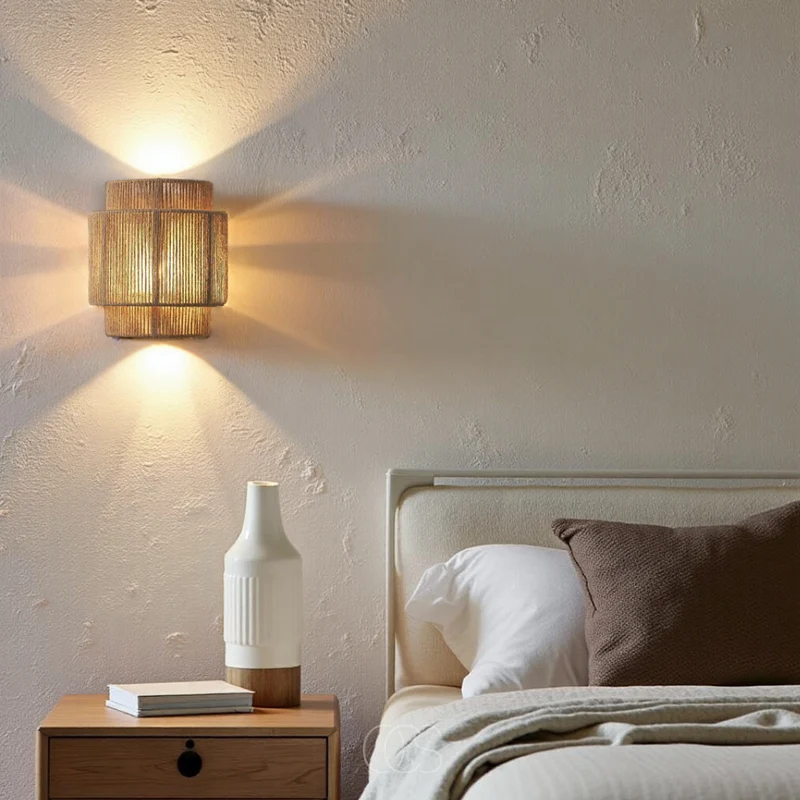 Rieten Wandlamp – Handgevlochten Design met E27 Fitting & Warm Lichteffect