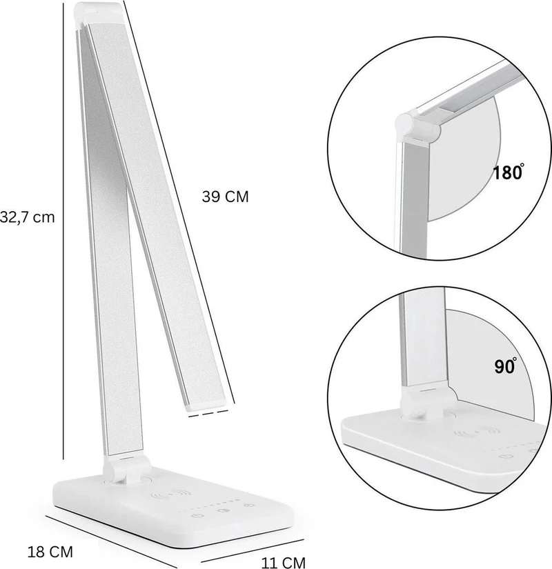 LED Bureaulamp – Dimbaar, Draadloos Opladen & Touchbediening