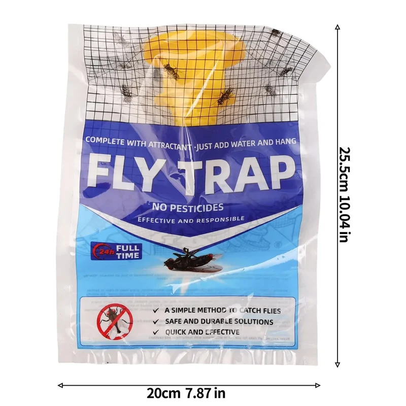 Outdoor Fly Trap Disposable Hanging Bag with Water-Soluble Bait Powder