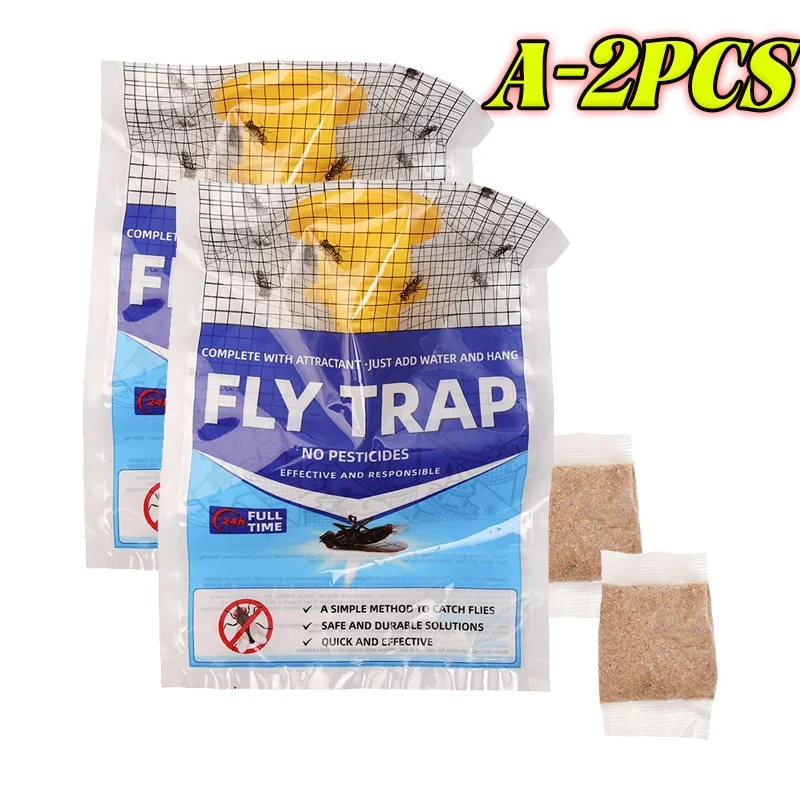 Outdoor Fly Trap Disposable Hanging Bag with Water-Soluble Bait Powder