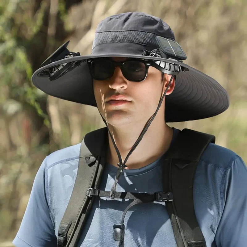 Solar Fan Hat with Wide Brim and Dual Cooling for Outdoor Activities