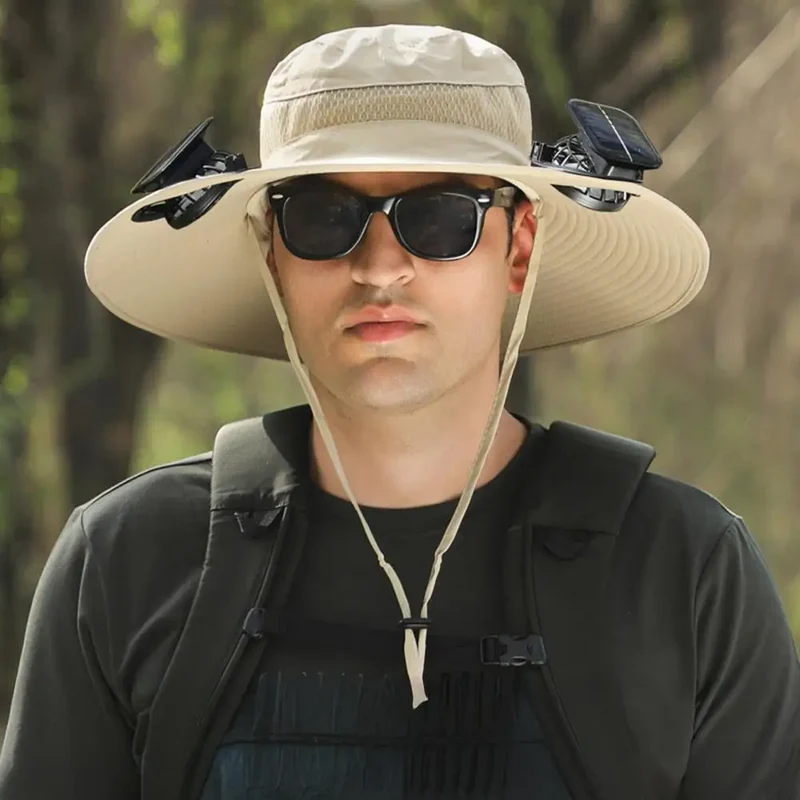 Solar Fan Hat with Wide Brim and Dual Cooling for Outdoor Activities