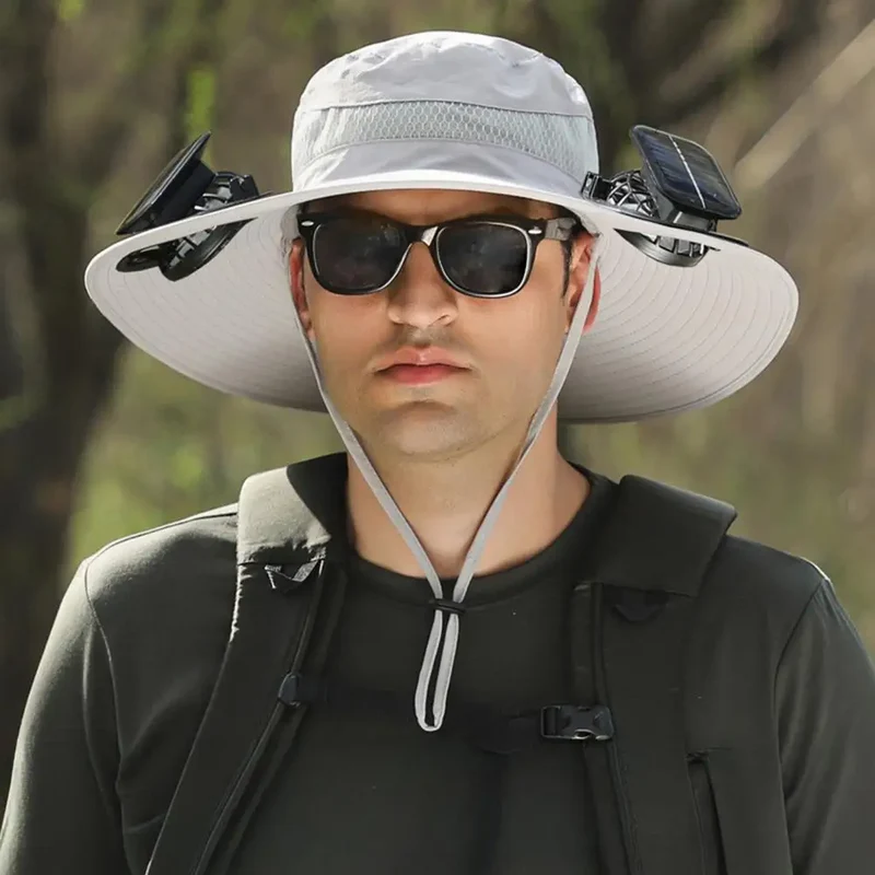 Solar Fan Hat with Wide Brim and Dual Cooling for Outdoor Activities