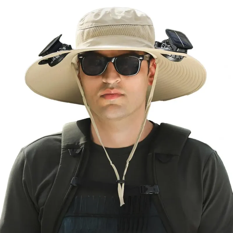 Solar Fan Hat with Wide Brim and Dual Cooling for Outdoor Activities