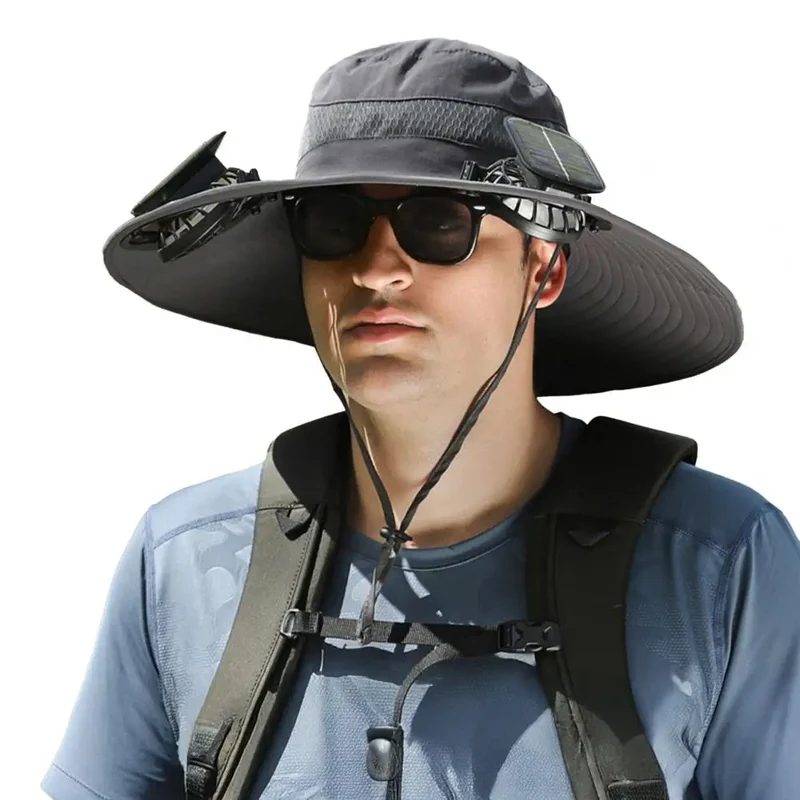 Solar Fan Hat with Wide Brim and Dual Cooling for Outdoor Activities