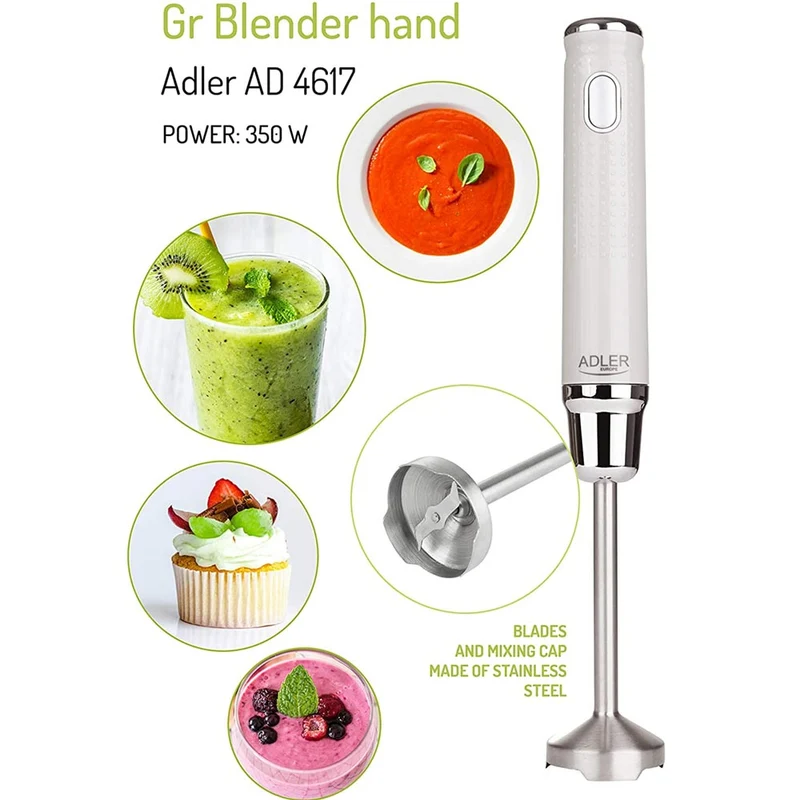 Frullatore ad Immersione 300W Lame e Gambo Acciaio Inox Tritautto Grigio