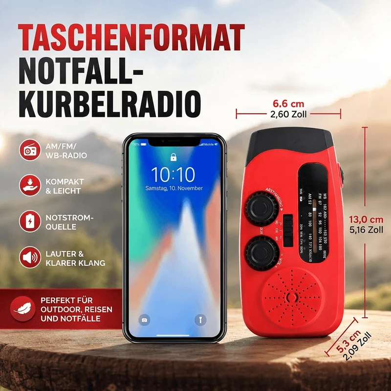 Notfallradio mit Kurbel | Sturmwelle