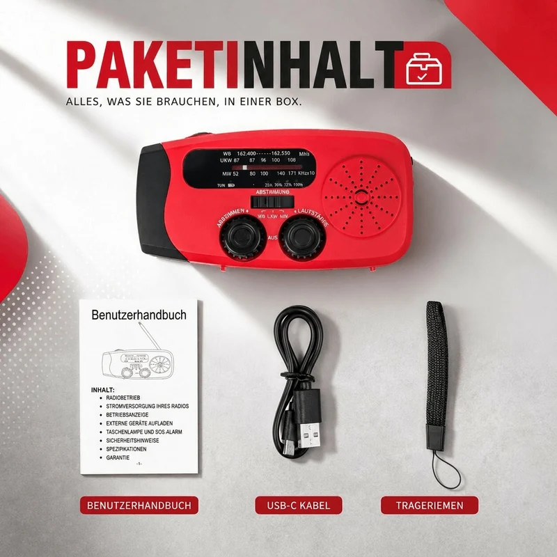 Notfallradio mit Kurbel | Sturmwelle