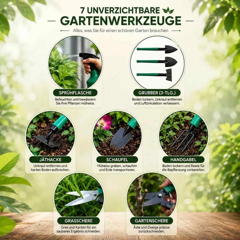 Edelstahl Gartenwerkzeug Set mit Koffer | TerraVogue