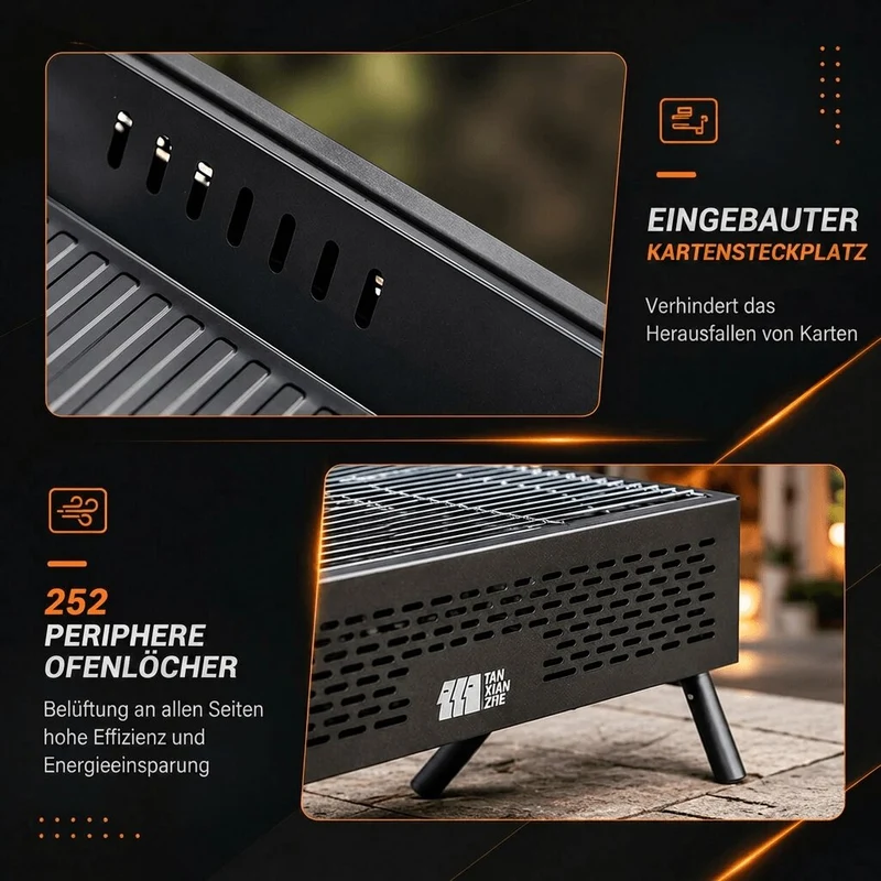 Faltbarer Camping Holzkohlegrill | Glutfalte
