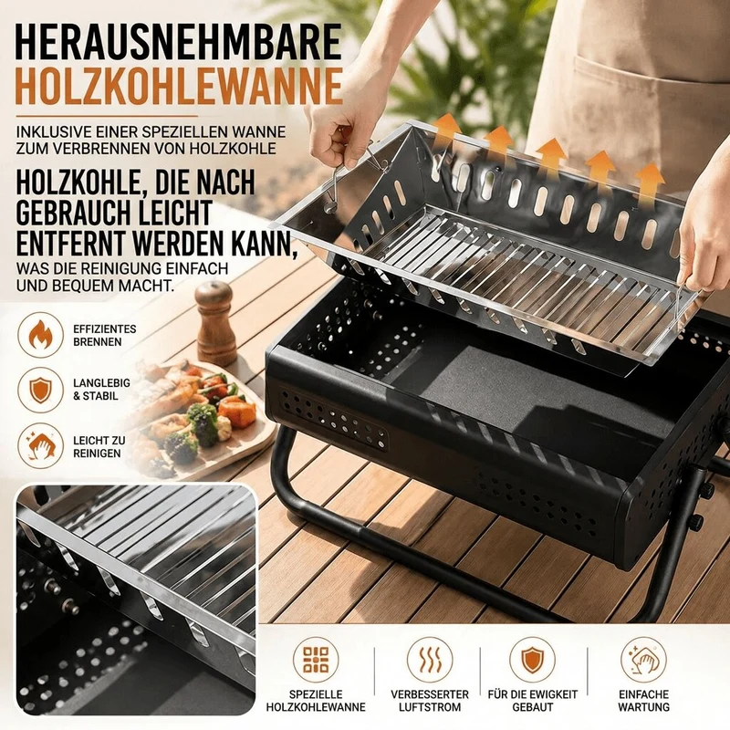 Faltbarer Camping Holzkohlegrill | Glutfalte