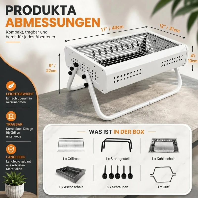 Faltbarer Camping Holzkohlegrill | Glutfalte