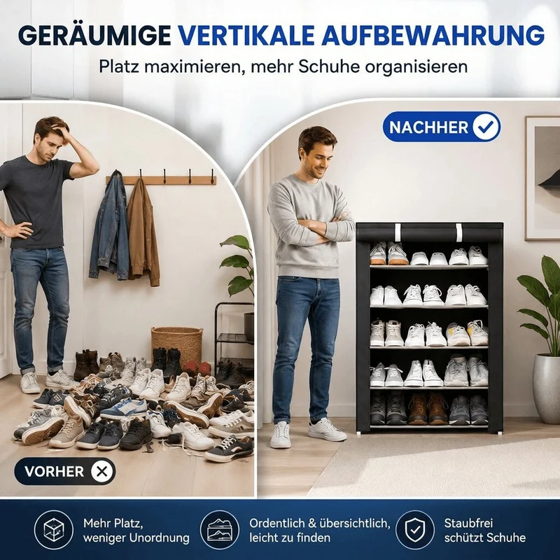 Freistehender Schuhschrank mit Abdeckung | SchuhSouverän
