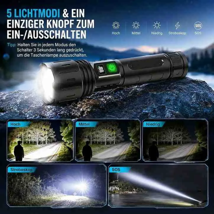 Wiederaufladbare LED Taschenlampe | Nachtwacht