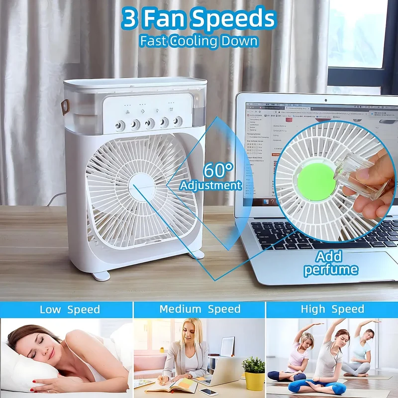 Climatiseur Portable 3-en-1 - Ventilateur et Humidificateur LED