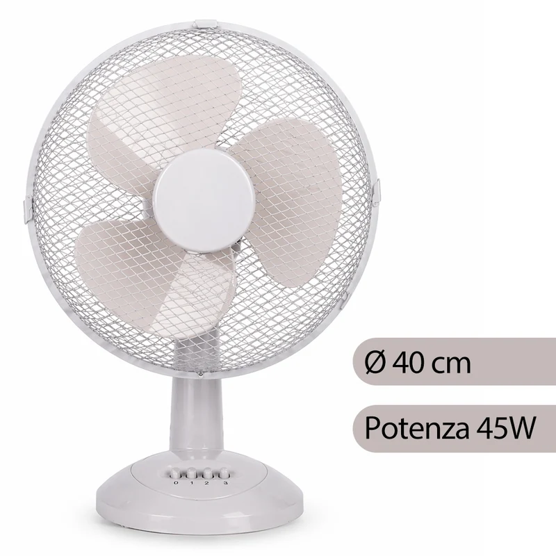 Ventilatore da Tavolo Autoportante Ø40cm Potenza 45W 3 Velocità Sabbia