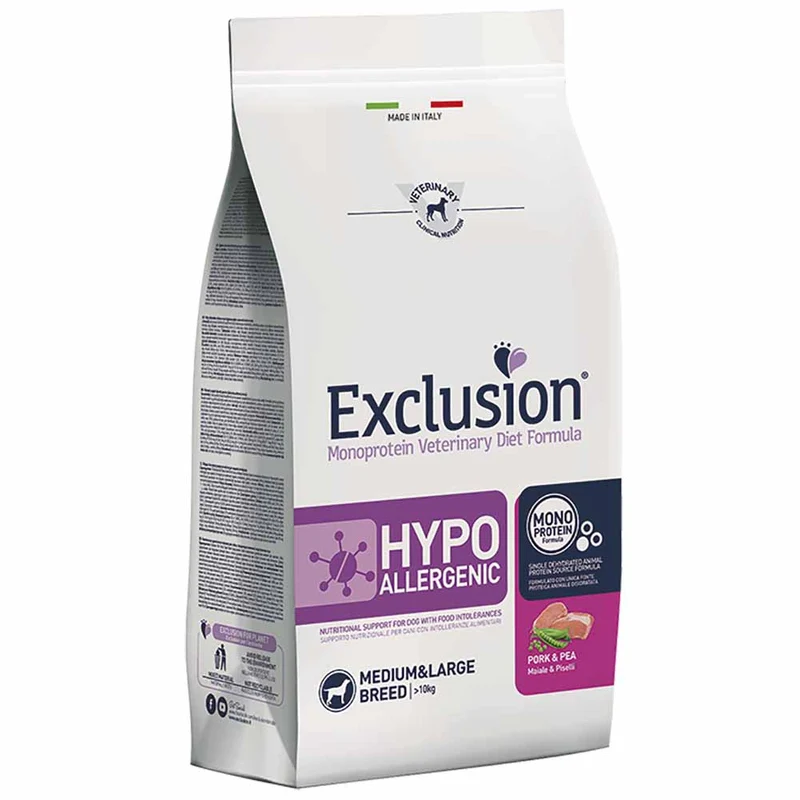 Alimento secco per cani Exclusion Hypoallergenic Maiale Piselli Medium Large 12 kg