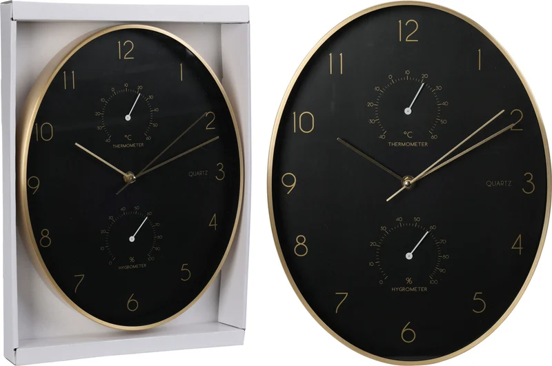 OROLOGIO DA PARETE IN ALLUMINIO MISURA 34X27CM NERO E ORO