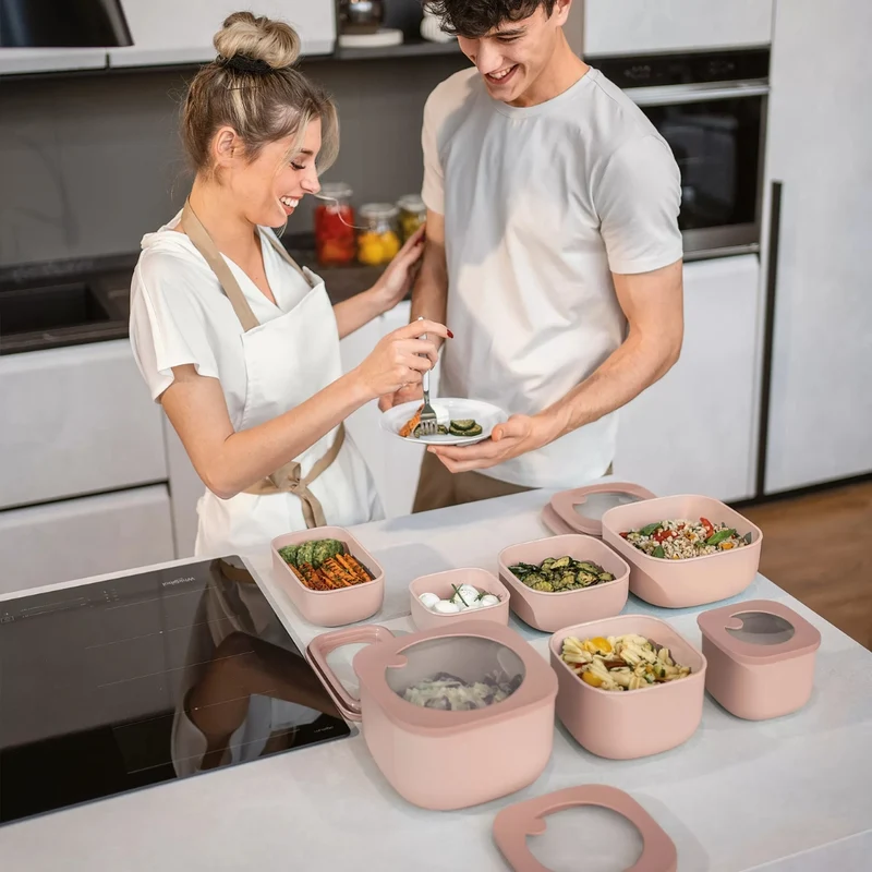 CONTENITORE ERMETICO 975CC "STORE&MORE BIO" PER FRIGO/FREEZER/FORNO A MICROONDE ROSA